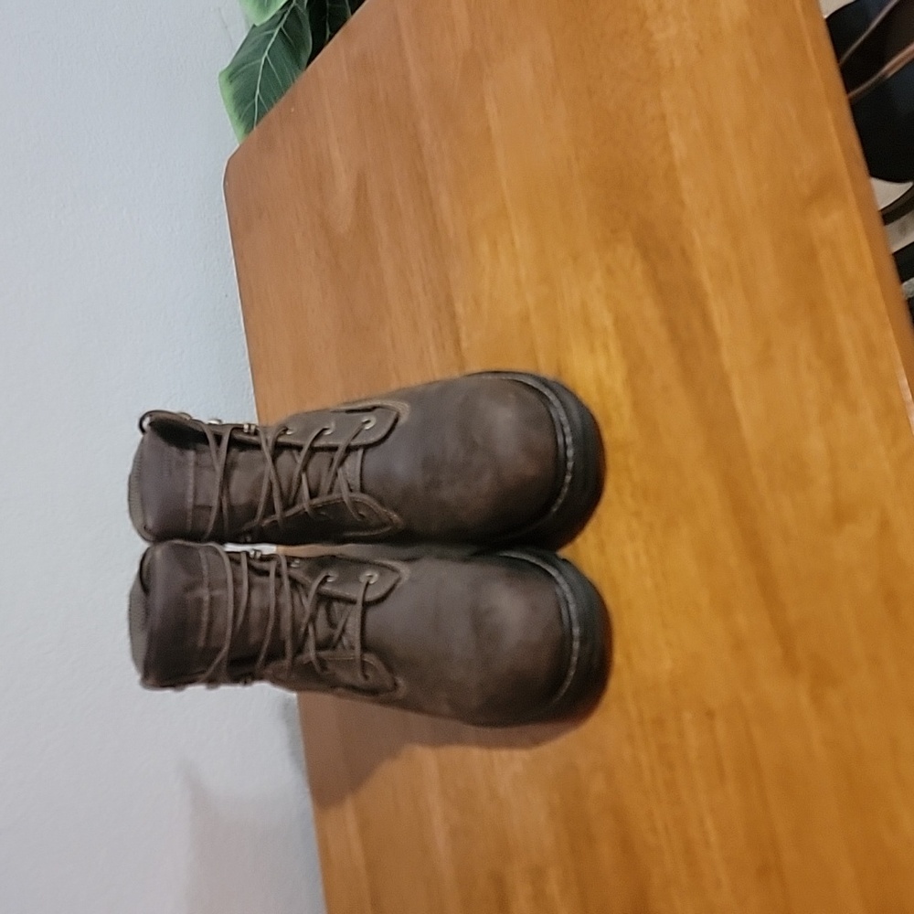 Wolverine Brown Leather Work Boots Ankle-High Lace-Up